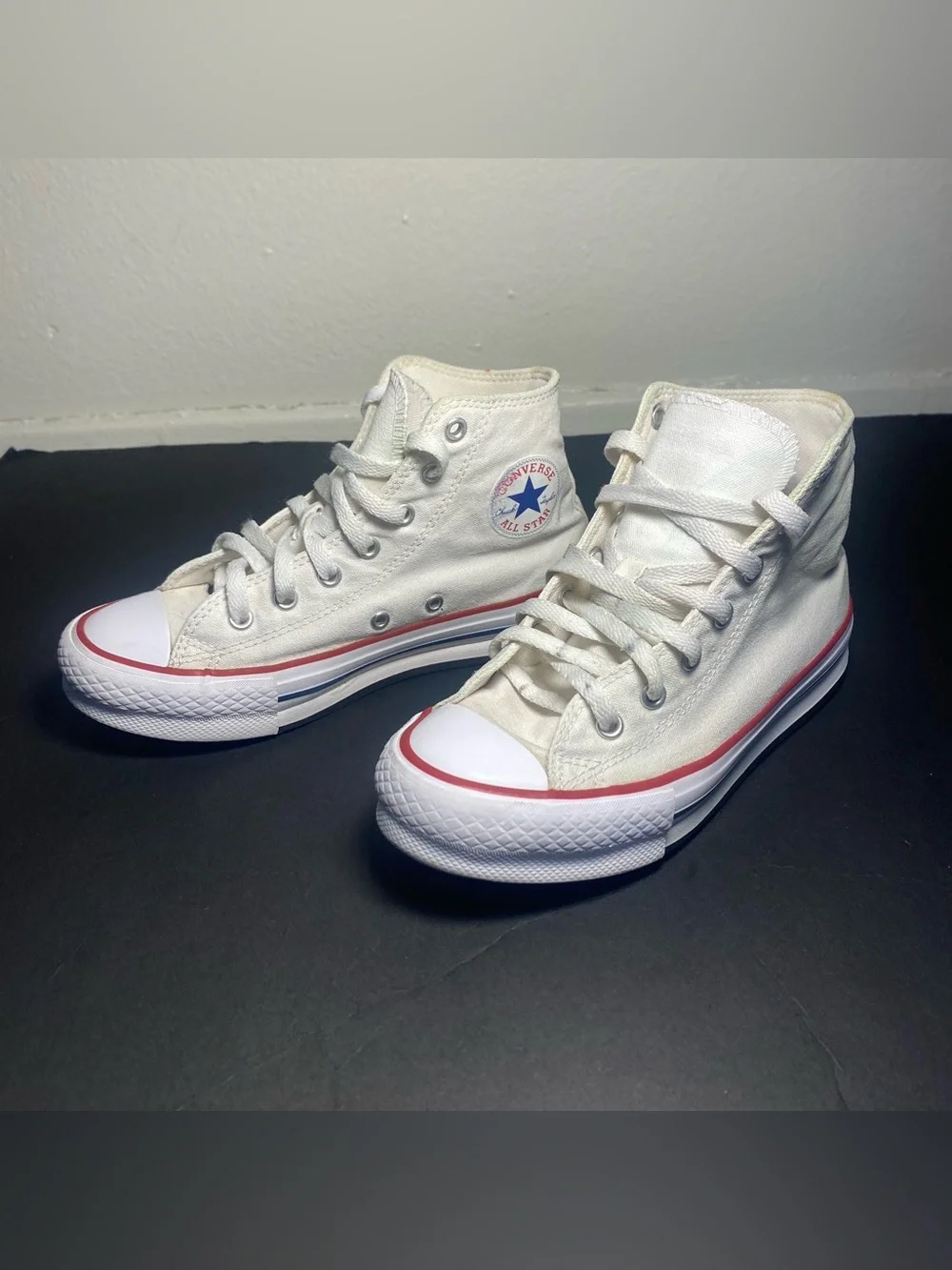 Y2K Converse Chuck Taylor All Star Hi Top White Canvas Shoes Youth Kids Size 3